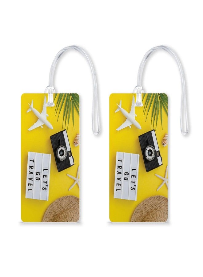 100yellow® Lets Go Travel (LT-01) Luggage Tags, Bag Tag Travel Id Labels Tag for Baggage Suitcases Bags with Silicon| Multicolor ( Pack of 2 ) - Image 1